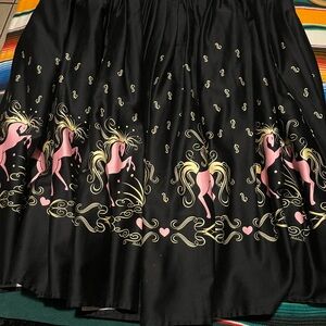 Black Skirt with Pink and Yellow Horse Design